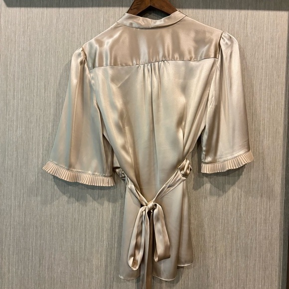 Alfani Silk Wrap Shirt | Half Length Sleeves | Gold Champagne Color - Picture 2 of 3
